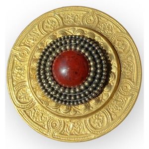 Vintage Gold Tone Brown Brooch